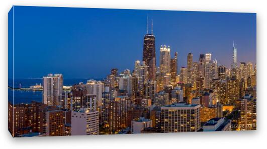 Chicago's Streeterville at Dusk Panoramic Fine Art Canvas Print