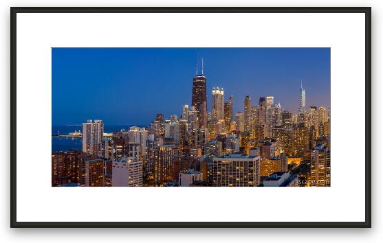 Chicago's Streeterville at Dusk Panoramic Framed Fine Art Print