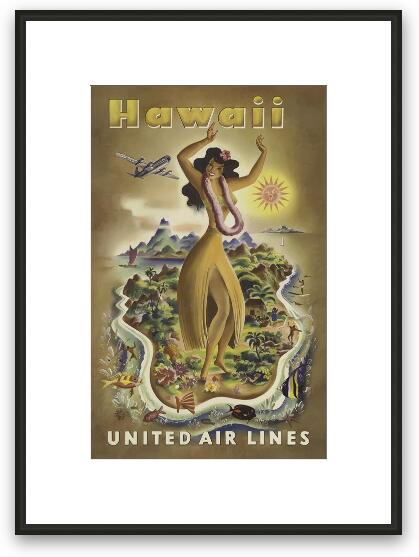 Vintage Hawaii United Airlines Poster Framed Fine Art Print