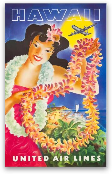 Vintage Hawaii United Airlines Poster Fine Art Print