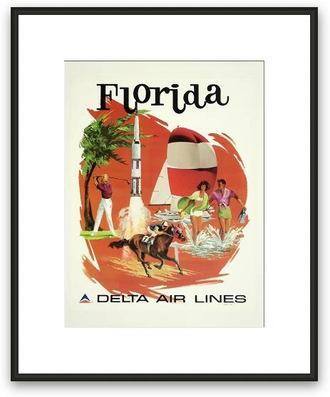 Vintage Florida Delta Airlines Poster Framed Fine Art Print