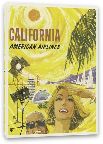 Vintage California American Airlines Poster Fine Art Canvas Print