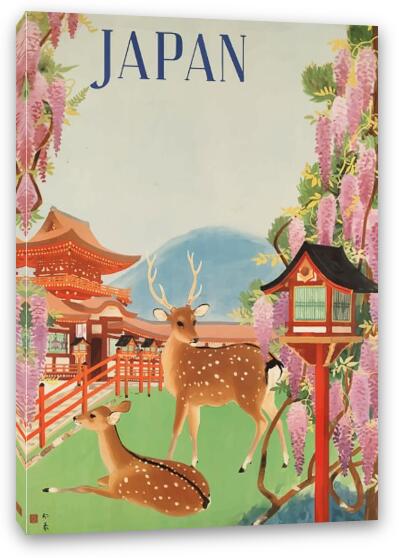 Vintage Japan Travel Poster Fine Art Canvas Print