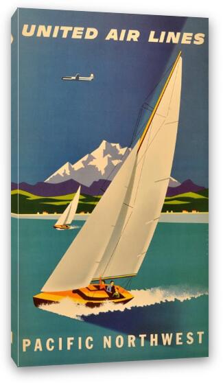 Vintage Pacific Northwest United Airlines Poster Fine Art Canvas Print