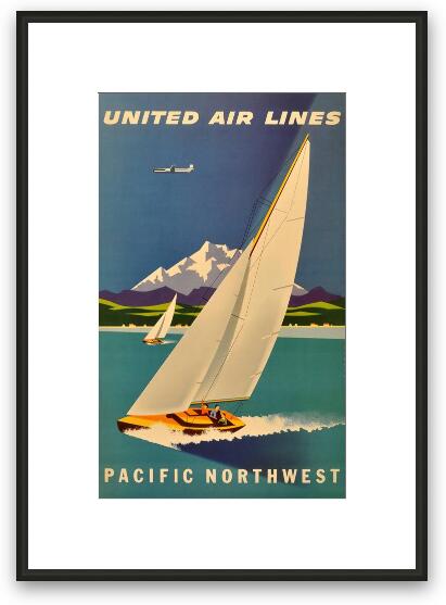 Vintage Pacific Northwest United Airlines Poster Framed Fine Art Print