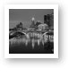 Columbus Ohio Skyline at Night Black and White Art Print