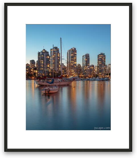 Dusk Over Vancouver Waterfront Framed Fine Art Print