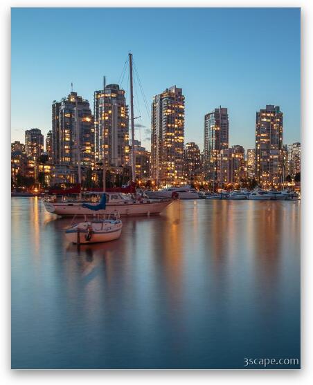 Dusk Over Vancouver Waterfront Fine Art Metal Print