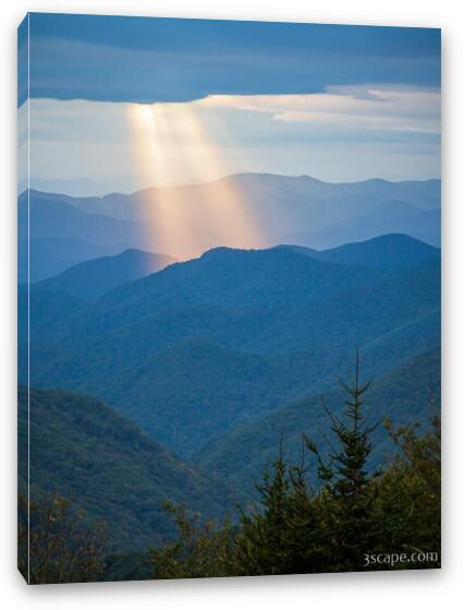 God Rays Over the Blue Ridge Mountains Fine Art Canvas Print