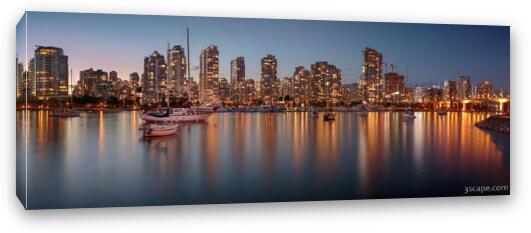 Vancouver Skyline at Dusk Panoramic Fine Art Canvas Print