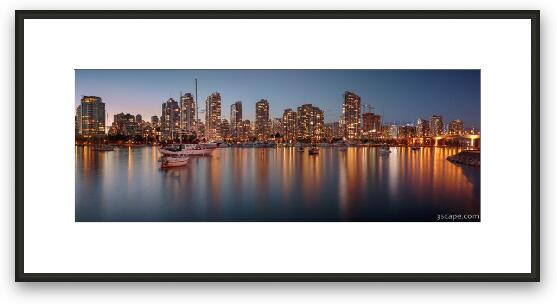 Vancouver Skyline at Dusk Panoramic Framed Fine Art Print