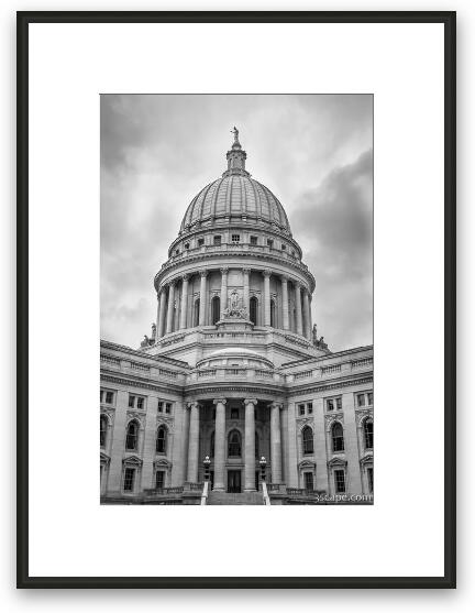Madison Capital Building Black and White Framed Fine Art Print
