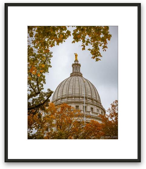 Madison Capital Dome in Autumn Framed Fine Art Print