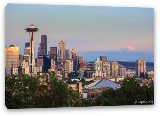 Seattle Skyline and Mt. Rainier Fine Art Canvas Print