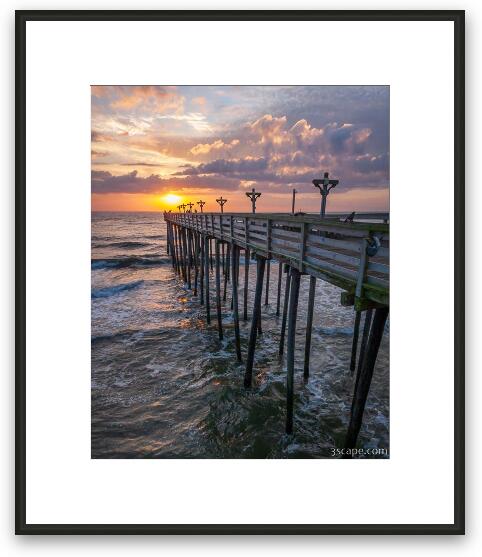 Sunrise at Kitty Hawk Pier, OBX Framed Fine Art Print