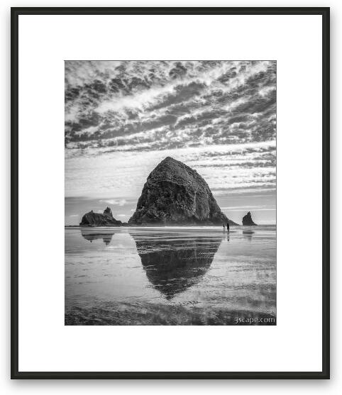Haystack Rock Black and White Framed Fine Art Print