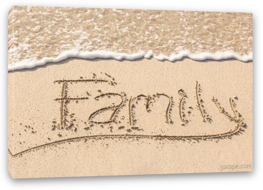 Family Writing in Sand Fine Art Canvas Print