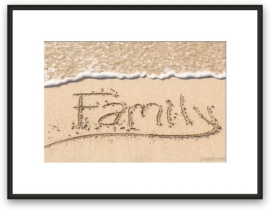 Family Writing in Sand Framed Fine Art Print