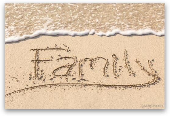 Family Writing in Sand Fine Art Print