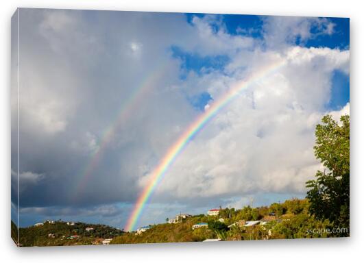 Double Rainbow over St. John Fine Art Canvas Print