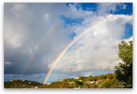 Double Rainbow over St. John Fine Art Metal Print