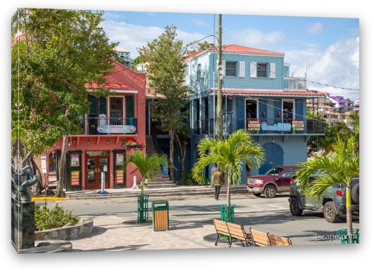 Cruz Bay Shops Fine Art Canvas Print