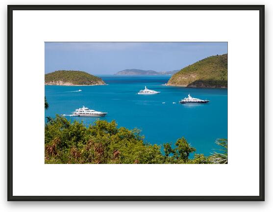 Mega Yachts in Mahi Bay Framed Fine Art Print