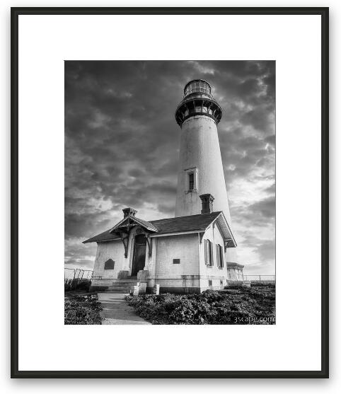 Pigeon Point Lighthouse at Sunset BW Framed Fine Art Print