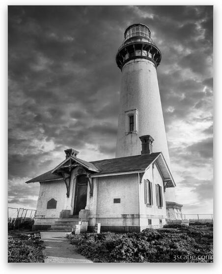 Pigeon Point Lighthouse at Sunset BW Fine Art Metal Print