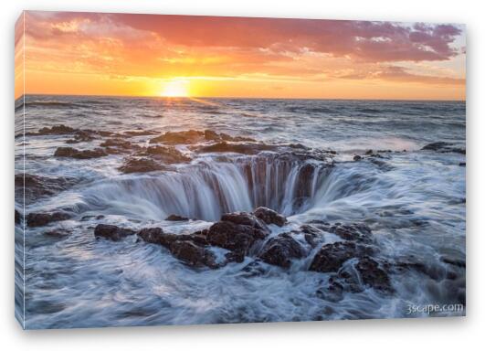 Thor's Well at Sunset Fine Art Canvas Print