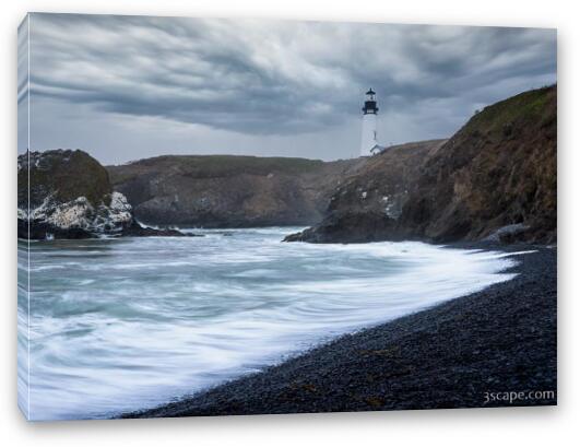 Yaquina Head Lighthouse in Stormy Weather Fine Art Canvas Print