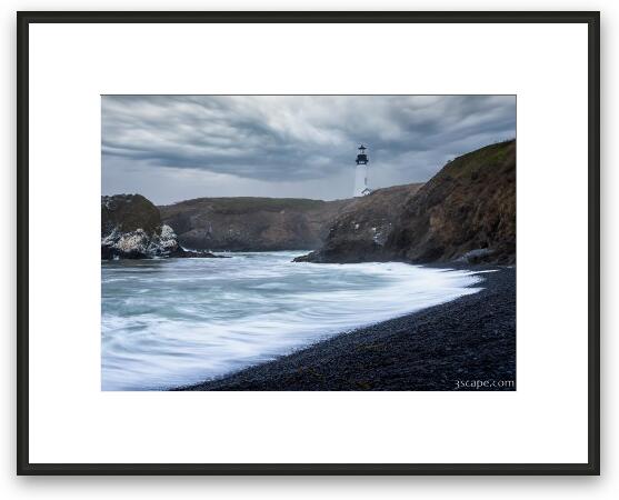 Yaquina Head Lighthouse in Stormy Weather Framed Fine Art Print