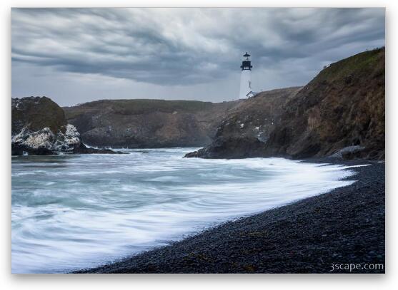 Yaquina Head Lighthouse in Stormy Weather Fine Art Metal Print