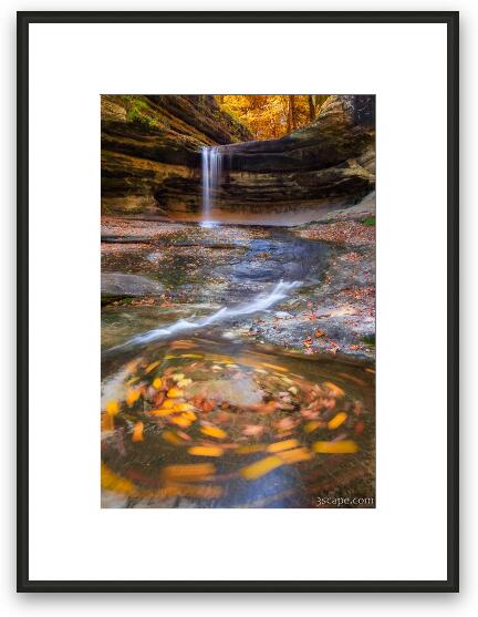 Colorful Autumn Waterfall Swirl Framed Fine Art Print