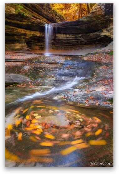 Colorful Autumn Waterfall Swirl Fine Art Metal Print