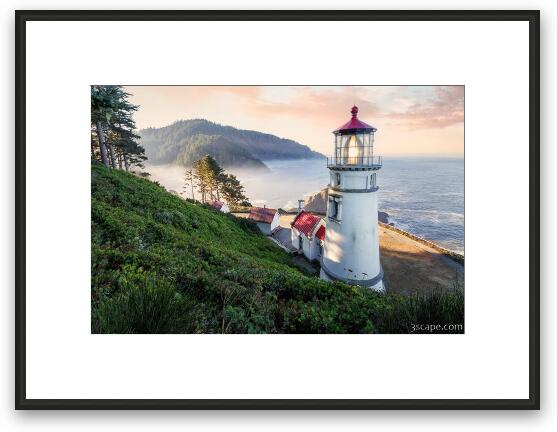 Haceta Head Lighthouse at Sunrise Framed Fine Art Print