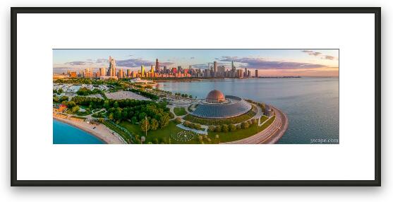 Adler Planetarium and Chicago Skyline Dawn Panoramic Framed Fine Art Print