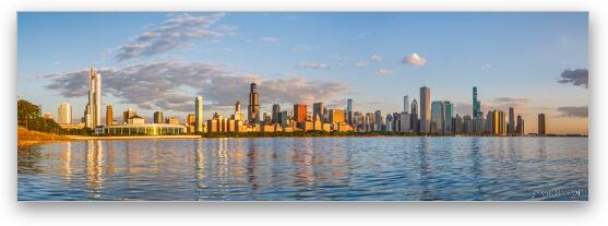 Chicago Skyline Dawn Panoramic Fine Art Metal Print