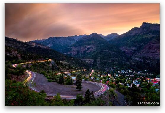 Dusk Over the Million Dollar Highway in Ouray Fine Art Metal Print