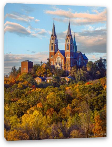 Sunset at Holy Hill Basilica in Autumn Fine Art Canvas Print