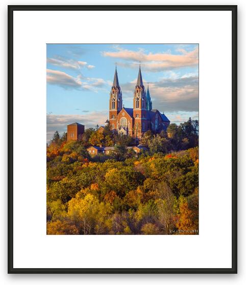 Sunset at Holy Hill Basilica in Autumn Framed Fine Art Print