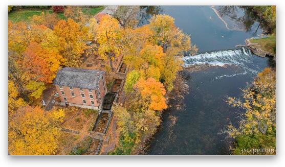 Graue Mill Fullersburg Woods Aerial Fine Art Metal Print