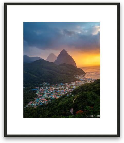 Sunset over Soufriere Framed Fine Art Print