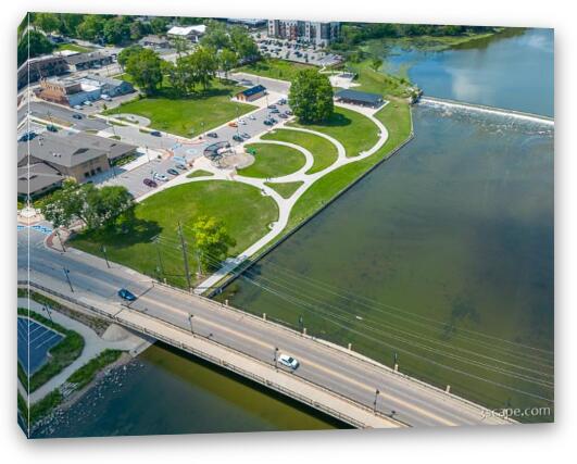 Panton Mill Park and Fox River Aerial Fine Art Canvas Print