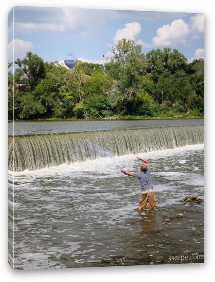 Fishing at South Elgin Dam Fine Art Canvas Print