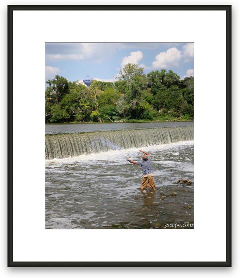 Fishing at South Elgin Dam Framed Fine Art Print