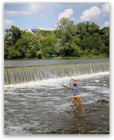 Fishing at South Elgin Dam Fine Art Metal Print