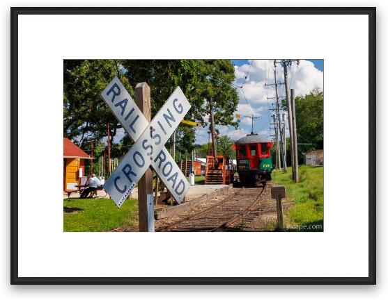 Railroad Crossing - Fox River Trollley Museum Framed Fine Art Print