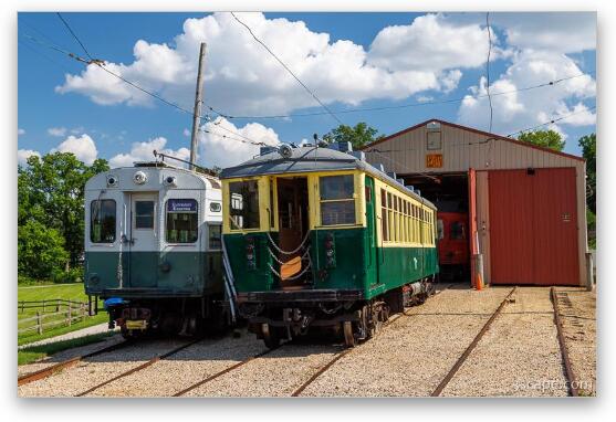 Train Cars at Fox River Trolley Museum Fine Art Metal Print