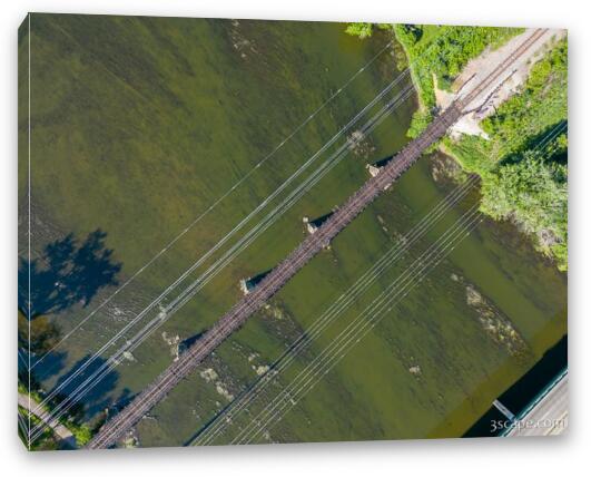 Fox River Rail Bridge Top Down Fine Art Canvas Print